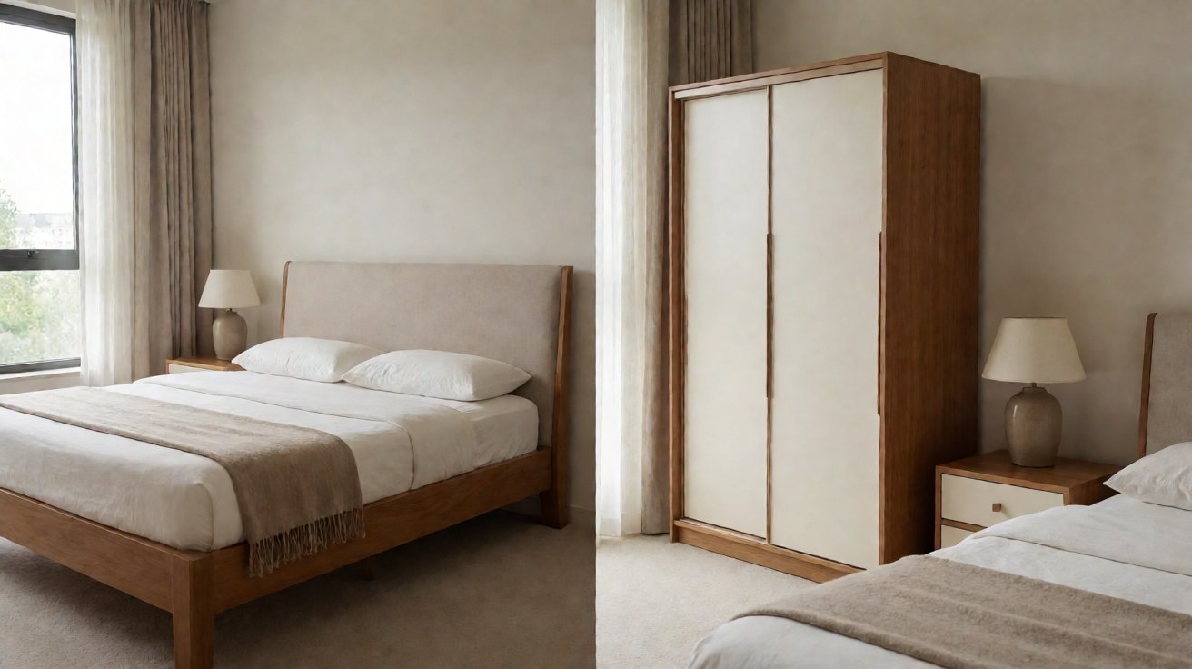 furniture kamar tidur lengkap dengan ranjang dan lemari